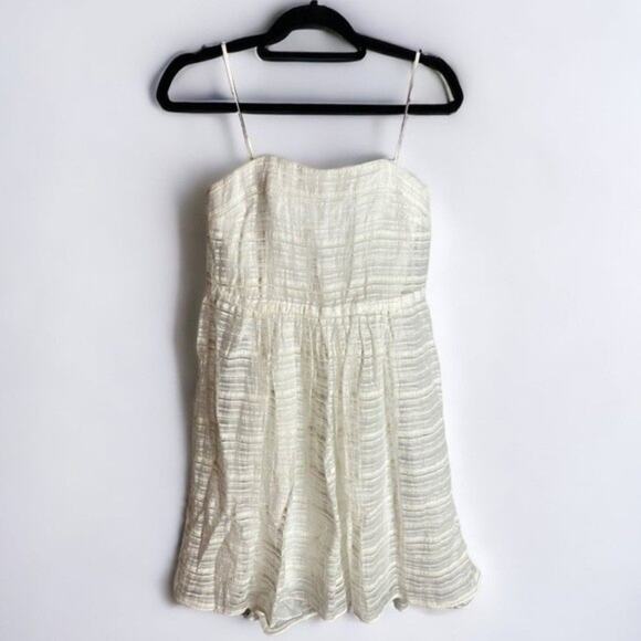 Tracey Reese Sheer Solid Stripes High/Low Strapless Dress in White New with tag - Picture 2 of 10